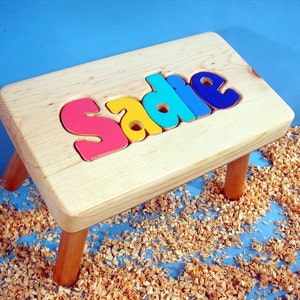 Personalized Wooden Puzzle Step Stool