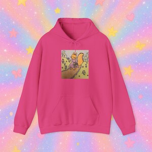 Sudadera con capucha de ardilla recogiendo flores, animal del bosque, mezcla de confort kawaii, calidez infantil