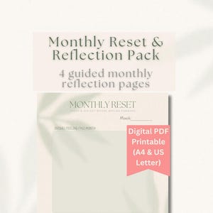 Mindful Monthly Reset | Reflection Journal, Printable Planner (A4/US Letter)