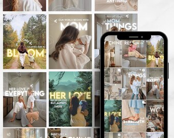 Mothers Instagram Templates for Mom Canva Editable Posts Love for Daughter Mum Instagram carousel Social Media Planner Special Gift for Mum
