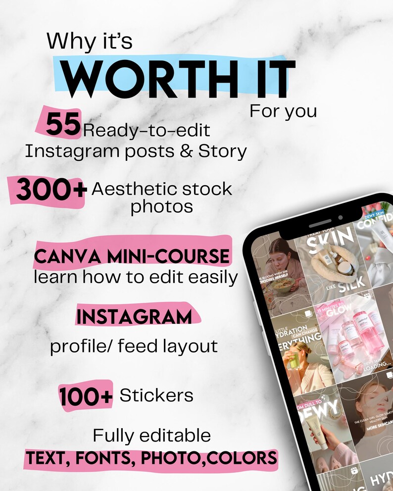 K beauty Canva template featuring modern Instagram post and story layouts with elegant skincare aesthetic and clean feminine visuals. Ideal for creating cohesive beauty branding social media feeds with editable typography stylish content elements glow inspired photography and luxury self care aesthetics.