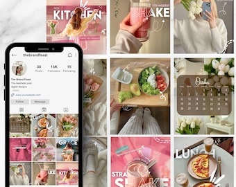 Cozy Coffee Brown Pink Instagram Templates: Lifestyle Blogger Canva Posts (Digital Download) Wellness template free lifestyle foodie reels