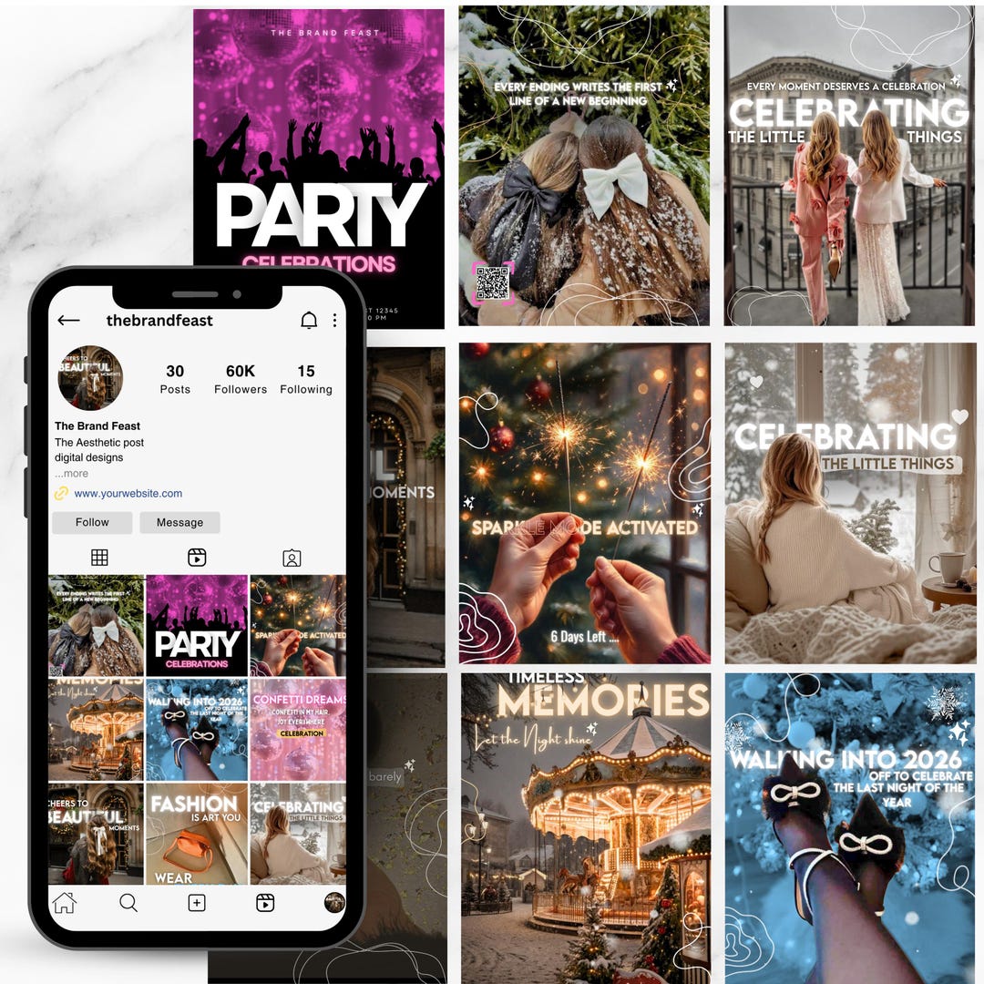 Party Aesthetic Instagram Templates Canva Editable Elegant Celebration