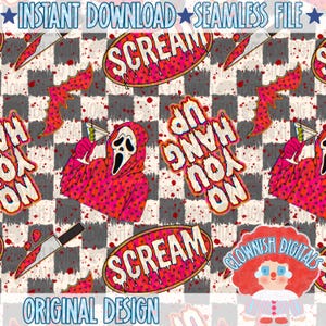Pink Ghostface Seamless Pattern PNG | Horror Movie Digital Paper | Girly Slasher Aesthetic Background | Repeating Pattern Instant Download