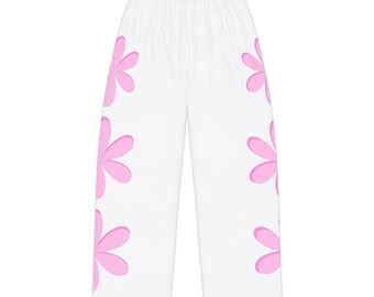 Women's pijama pants | Pink and white floral design