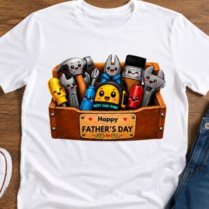 Lindo PNG de caja de herramientas para el Día del Padre, diseño de sublimación para el mejor papá del mundo, camiseta de papá manitas, diseño de taza divertida para papá, clipart de caja de herramientas kawaii