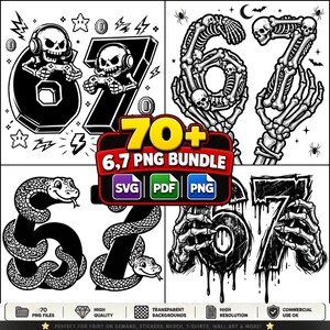 6 & 7 Roliga Skelett PNG-paket | Högupplösta Födelsedags Clipart SVG, PDF-nedladdningar