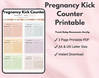 Pregnancy Kick Counter Printable | Fetal Movement Tracker (A4 & US ...