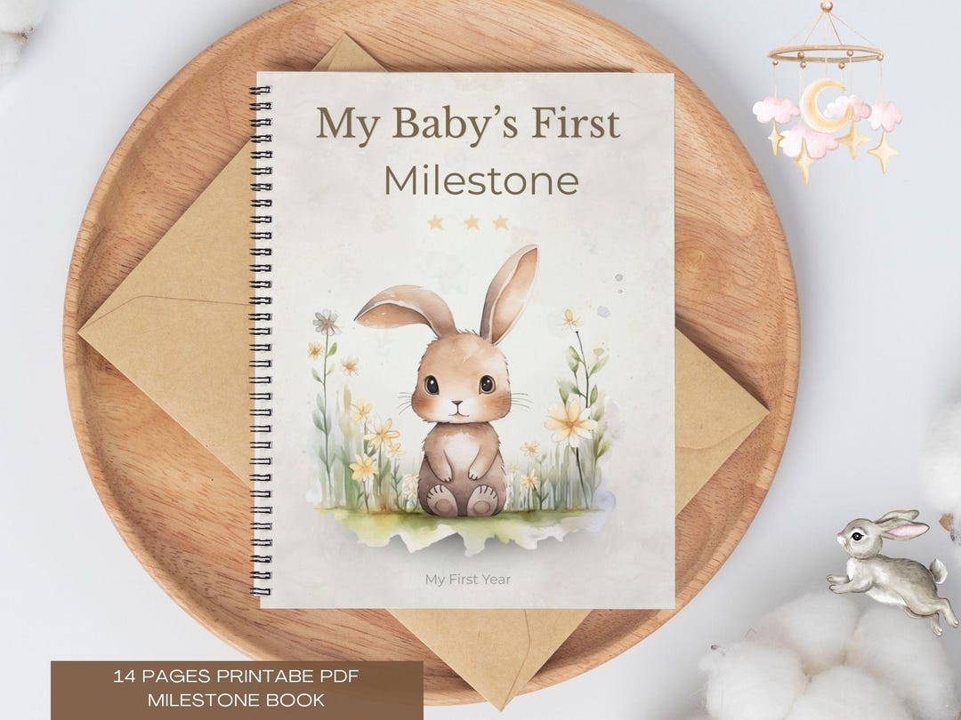 Baby First Year Milestone Book | Keepsake Memory Journal (printable PDF ...