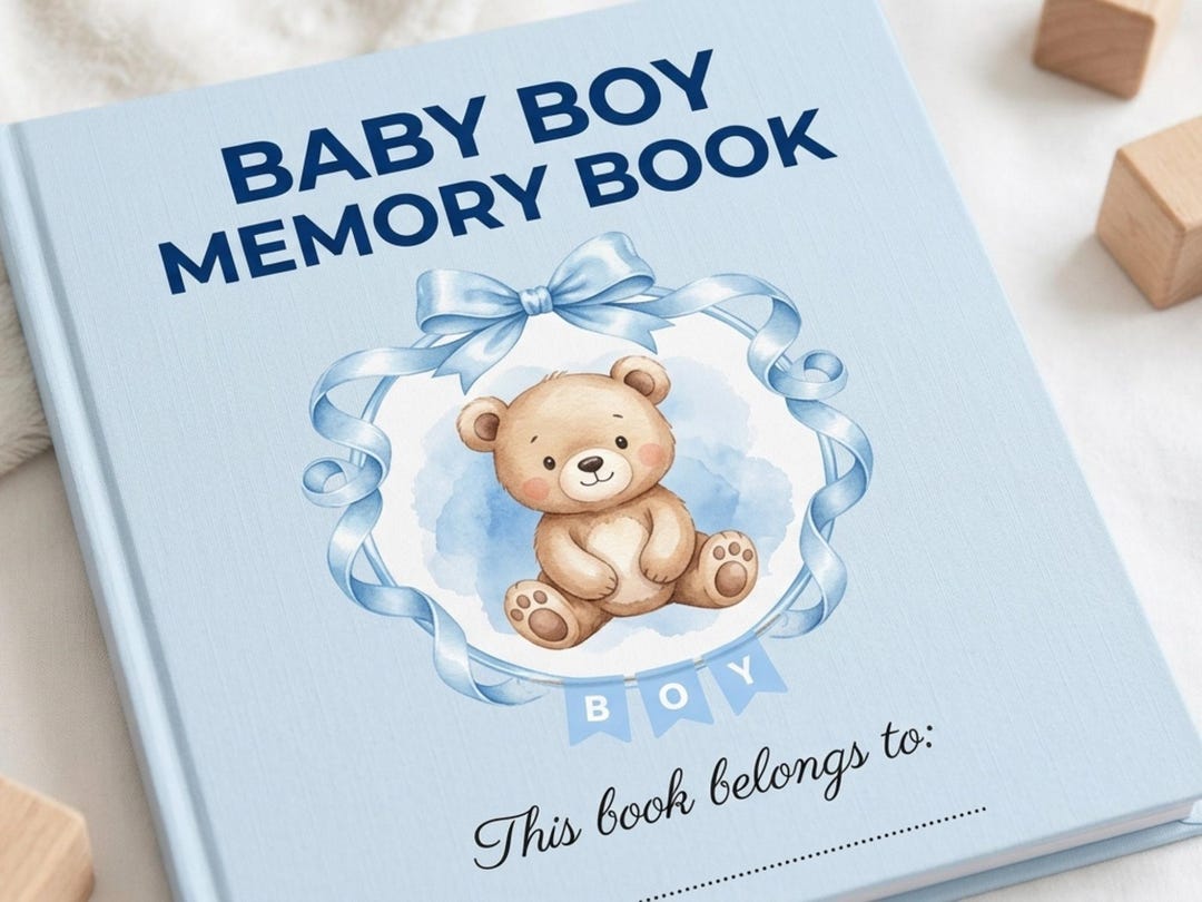 Baby Boy Memory Book, First Year Milestone Journal, Minimalist Keepsake ...