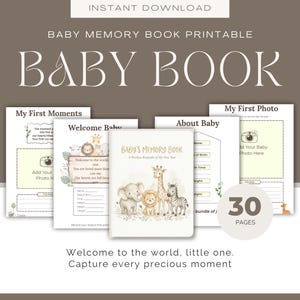 Babyminnesbok Första året Minnesbok | Minimal babyshowerpresent (digital nedladdning)