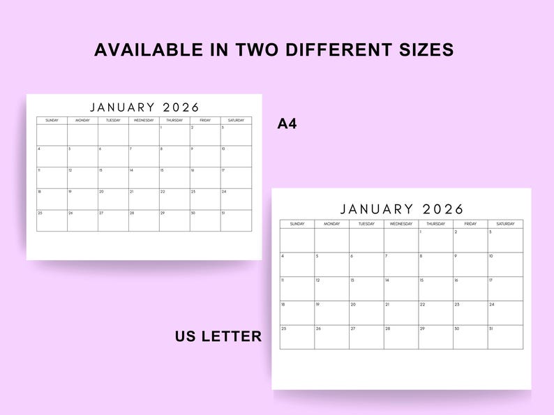 2026 Jahresplaner Printable | 2026 Kalender PDF | 12-seitiger Planer