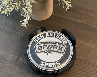 San Antonio Spurs Coaster Set with Holder | Set of 4