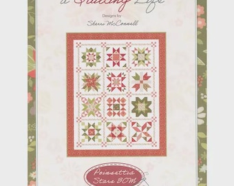 Poinsettia Stars BOM Quilt Pattern | Fat Eighth Friendly Holiday Quilt | A Quilting Life