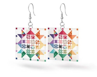 Leather Square Earrings Shine Together