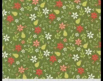 Poinsettia and Pear Evergreen Fabric by Sherri and Chelsi for Moda | Fat Quarter Half Yard Yardage