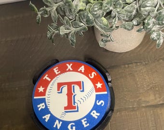 Texas Rangers Coaster Set | 3D Printed Baseball Fan Drink Coasters