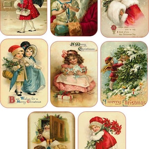 Christmas 8 vintage inspired pictures small note cards tags with envelopes