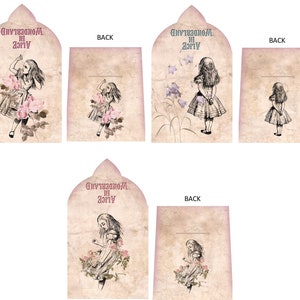 6 Alice in Wonderland Pink Tea Bag Envelopes birthday party favors shower wedding gift