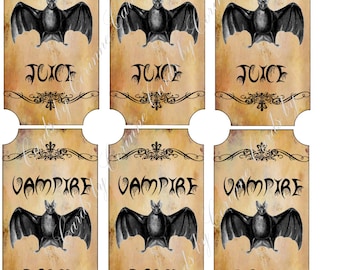 Instant digital download Halloween 6 vampire blood juice bottle label apothecary