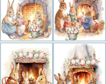 Easter Bunny Rabbit Vintage Victorian Easter Basket Easter Eggs 8 glossy blank card envelopes