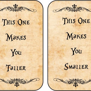 Alice in Wonderland 12 Drink Me Labels 6 This One Makes Me Taller, 6