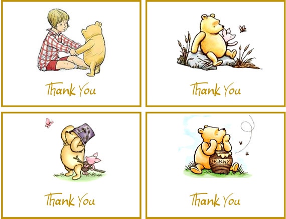 Classic Winnie the Pooh 8 Thank You Notes Baby Shower, Baby