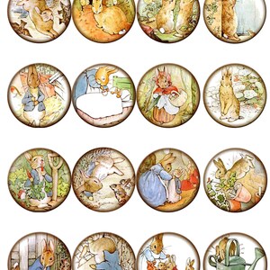 Beatrix Potter Peter Rabbit 16 2&quot; round stickers party decoration scrapbooking glossy ready to use