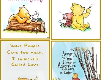 Classic Winnie the Pooh 8 stationery set with quotes envelopes and organza bag