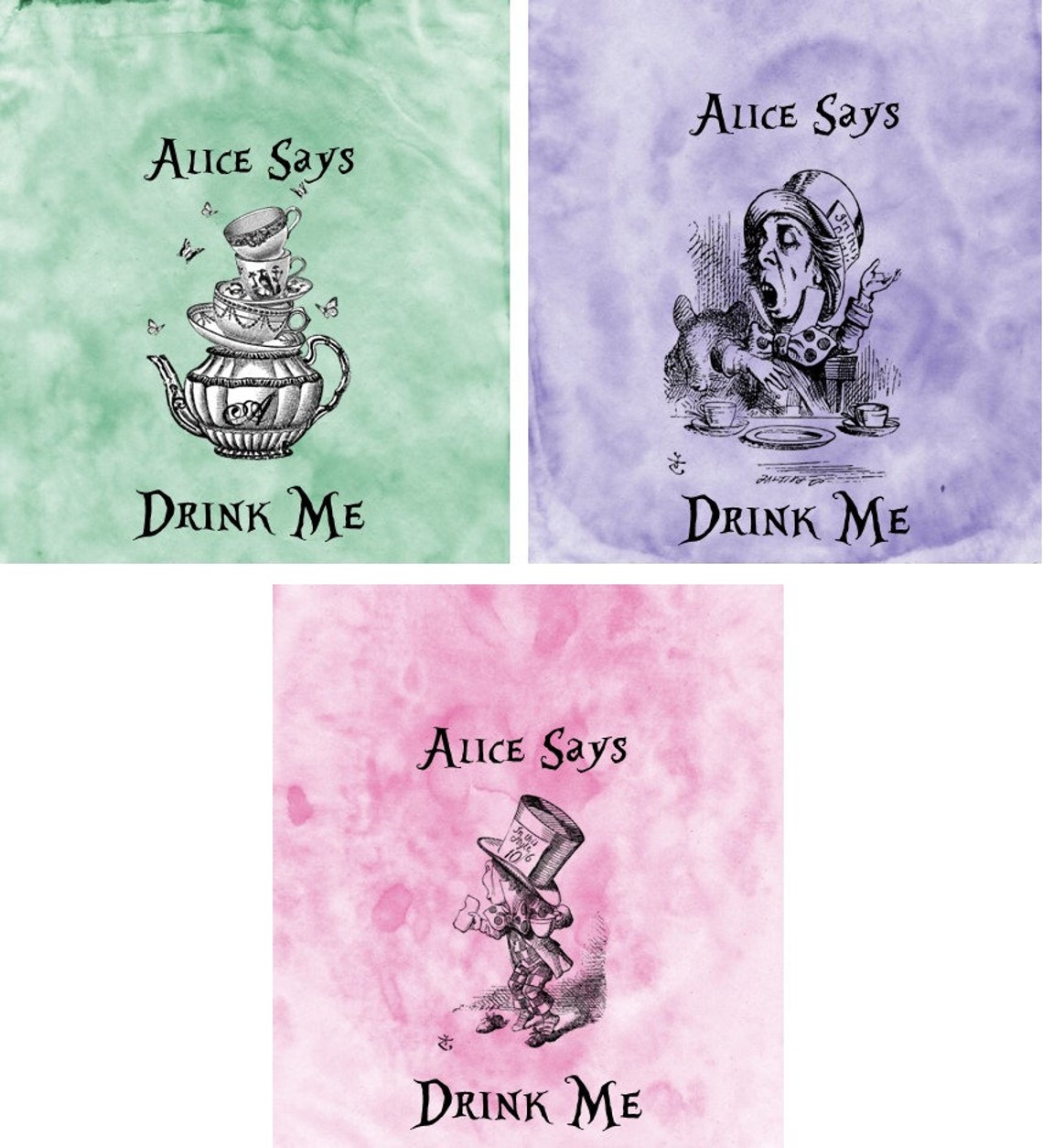 Alice in Wonderland 6 Personalized Tea Party Favors With Tea Bag ...