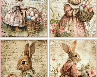 8 Bunny Rabbit Easter Vintage Victorian Easter Eggs Easter Basket gloss blank fold out card