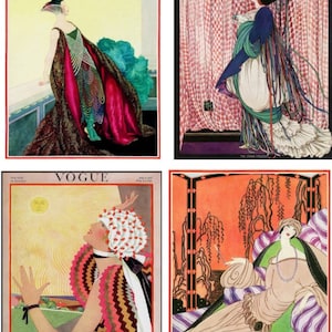 Art Deco Vogue prints set of 8 stationery with envelopes