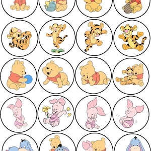 Winnie the Pooh Piglet Tigger 20 2&quot; round glossy laminated stickers scrapbooking