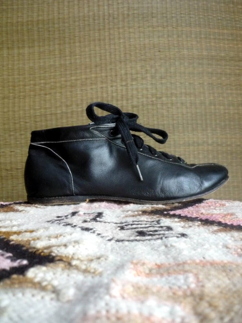 black leather booties flat heel