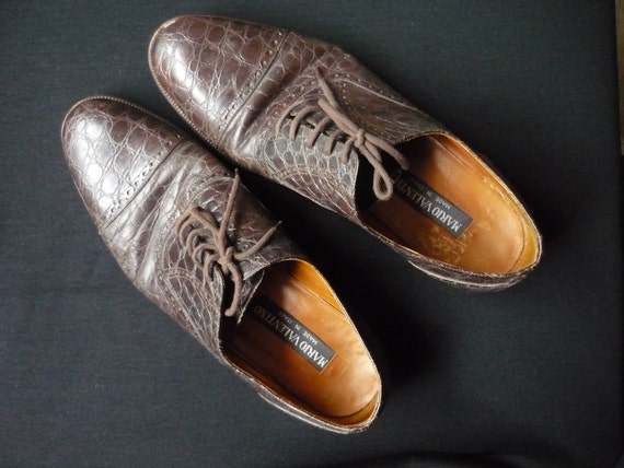 Vintage Mario Valentino Leather Shoes / Dark Brown Lace up 