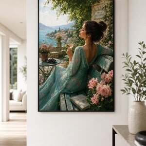 Encantadora y serena escena vinícola, elegante lámina decorativa, decoración acogedora para el hogar, idea de regalo para amantes del vino, arte inspirado en la naturaleza. imagen 5