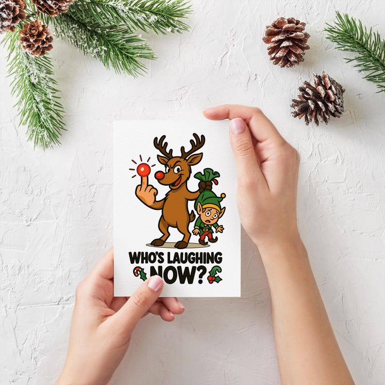 Julkort med en otrevlig jultomte: Rolig julhumor (digital nedladdning) bild 2