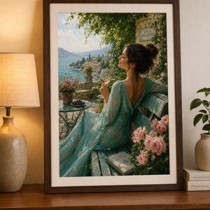 Encantadora y serena escena vinícola, elegante lámina decorativa, decoración acogedora para el hogar, idea de regalo para amantes del vino, arte inspirado en la naturaleza. imagen 3