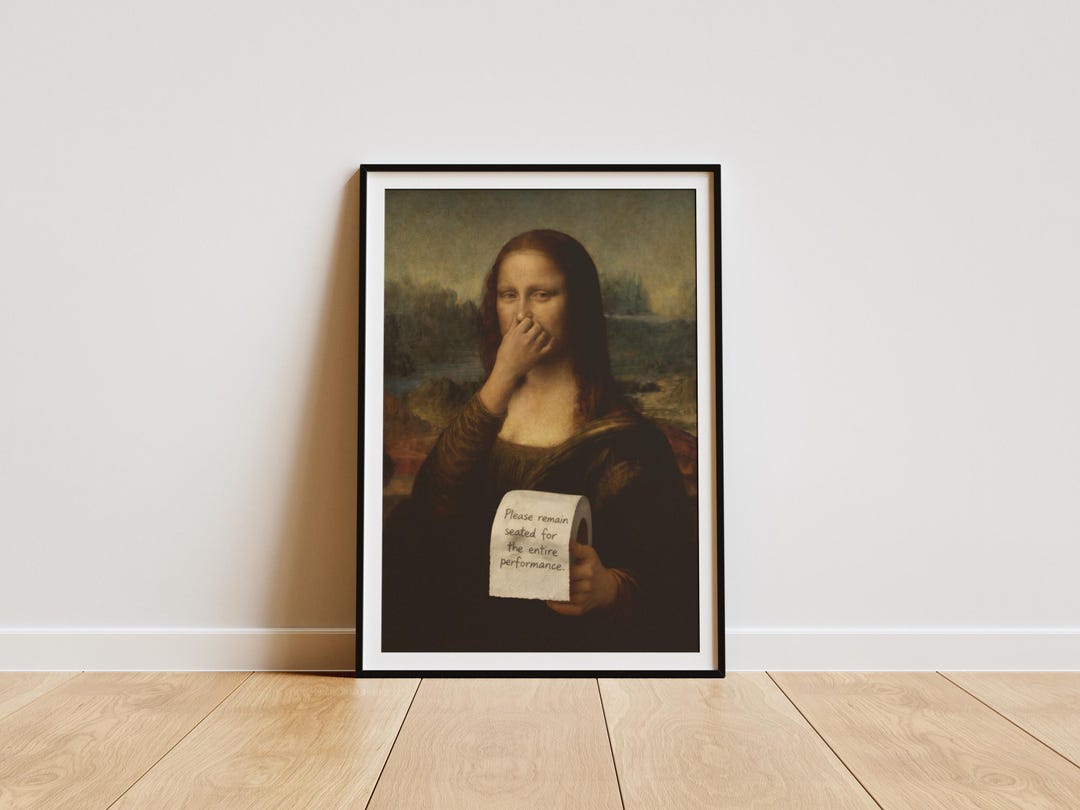 Funny Bathroom Wall Art, Mona Lisa Toilet Paper Print, Restroom Humor ...