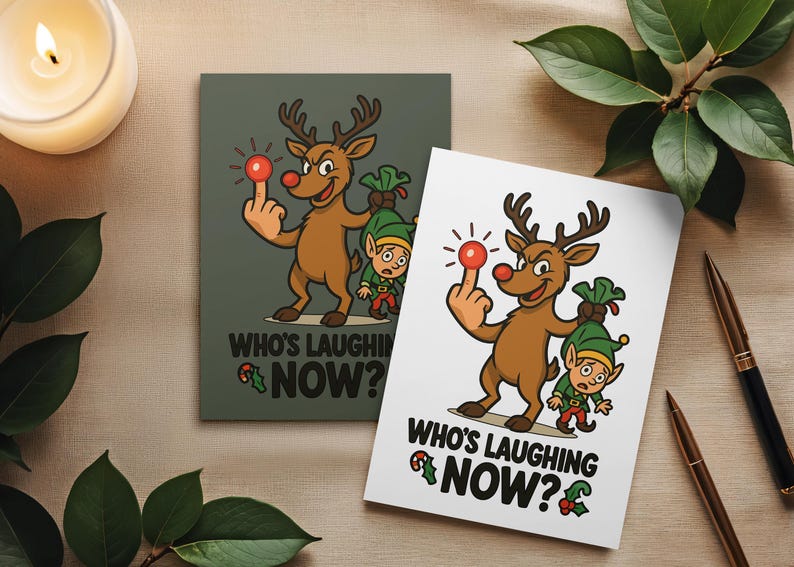 Julkort med en otrevlig jultomte: Rolig julhumor (digital nedladdning) bild 4
