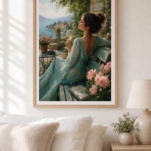Encantadora y serena escena vinícola, elegante lámina decorativa, decoración acogedora para el hogar, idea de regalo para amantes del vino, arte inspirado en la naturaleza. imagen 2