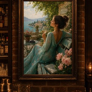 Encantadora y serena escena vinícola, elegante lámina decorativa, decoración acogedora para el hogar, idea de regalo para amantes del vino, arte inspirado en la naturaleza. imagen 6
