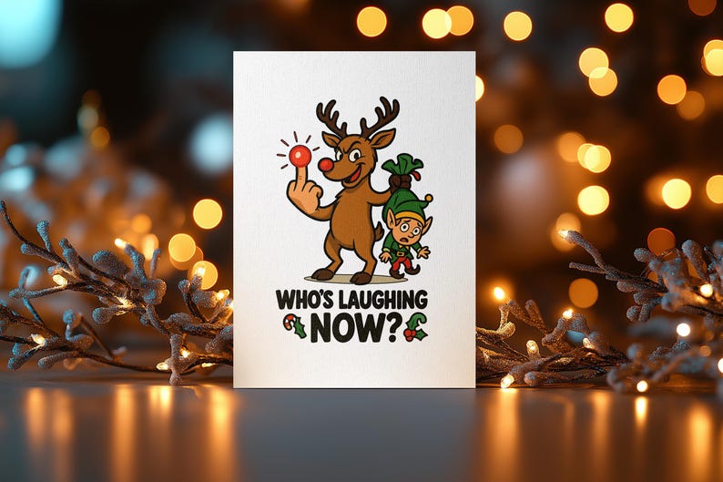 Julkort med en otrevlig jultomte: Rolig julhumor (digital nedladdning) bild 1