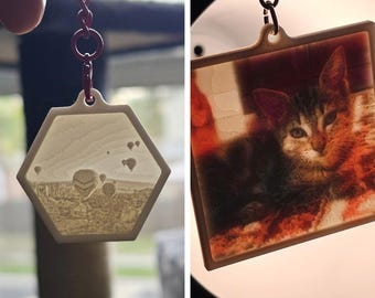Custom B&W Color Lithophane Image Photo Keychains