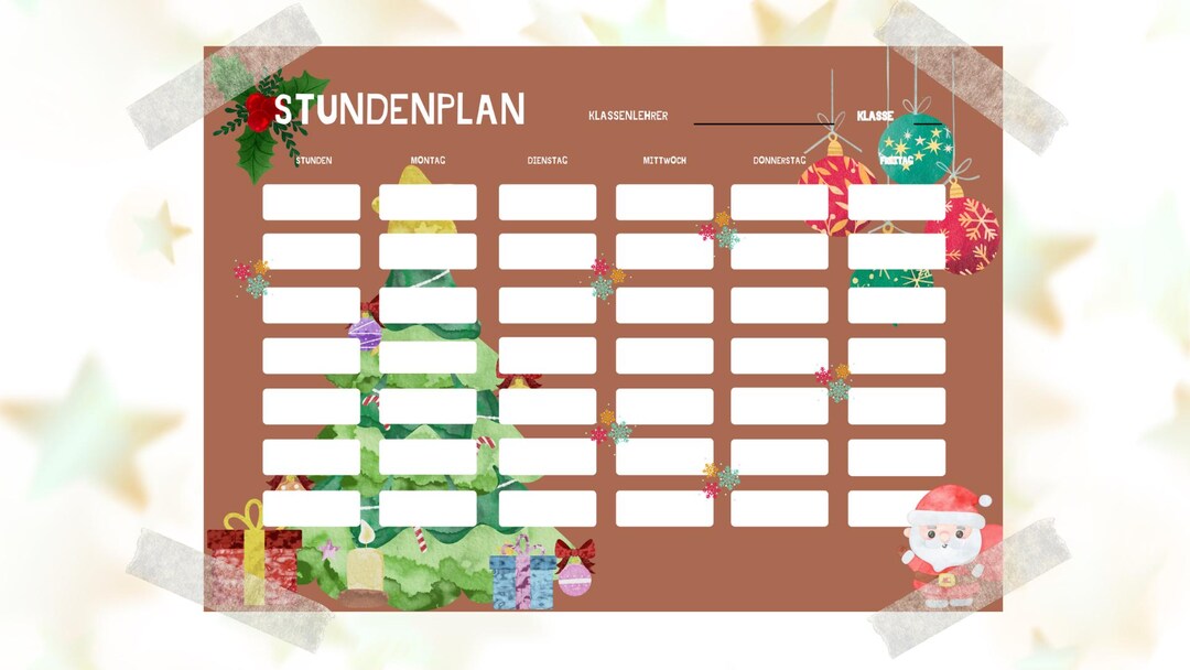 Digital Timetable for Download - Christmas - Primary School - Etsy