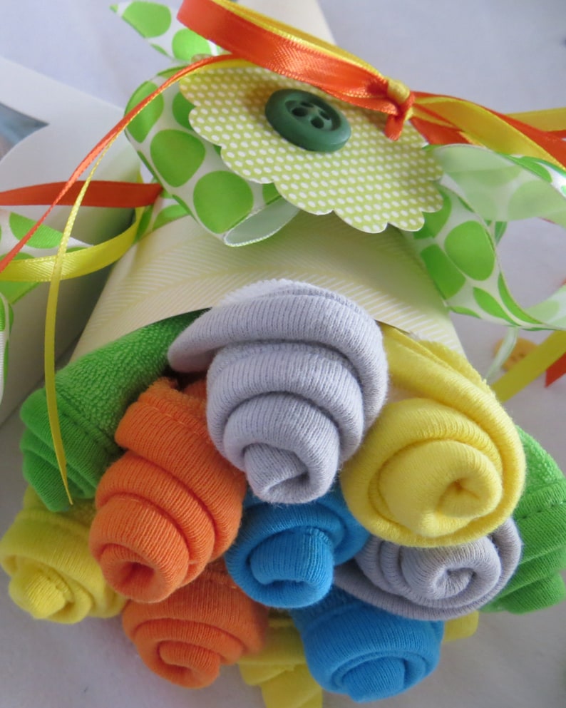 Washcloth Bouquet for Baby Gender Neutral Etsy