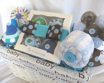 Baby Boy Gift Basket, Bodysuits, Socks, Bibs and More, Corporate Gift Basket for Baby, Client Gift for Baby, Baby Shower Gift Basket