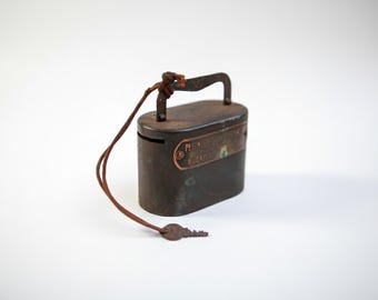 Early 20th Century Savings Bank Box with Key