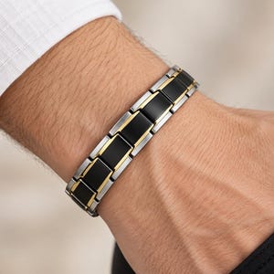 Two-Tone Geometric Link Bracelet, Zinc Alloy, Unisex Metal Jewelry