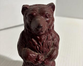 Vintage Cast Iron Standing Bear Coin Bank